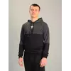 Чоловіча спортивна двоколірна кофта-кенгуру adidas антрацитово-чорна, Ростовка (4 шт)