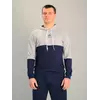 Чоловіча спортивна двоколірна кофта-кенгуру adidas сіро-синя, Ростовка (4 шт)