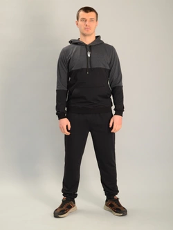 Чоловічий спортивний костюм із кофтою-кенгуру gerb антрацитово-чорний, Ростовка (4 шт)