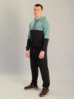 Чоловічий спортивний костюм із кофтою-кенгуру adidas м'ятно-чорний, Ростовка (4 шт)