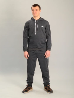 Чоловічий спортивний костюм із кофтою-кенгуру adidas антрацитовий, Ростовка (4 шт)