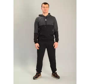 Чоловічий спортивний костюм із кофтою-кенгуру gerb антрацитово-чорний, Ростовка (4 шт)