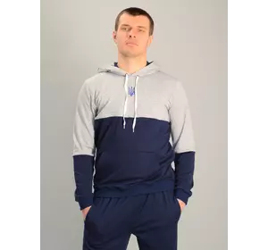 Чоловіча спортивна двоколірна кофта-кенгуру gerb сіро-синя, Ростовка (4 шт)