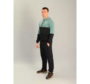 Чоловічий спортивний костюм із кофтою-кенгуру gerb м'ятно-чорний, Ростовка (4 шт)