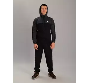 Чоловічий спортивний костюм із кофтою на замку з капюшоном adidas антрацитово-чорний, Ростовка (4 шт)