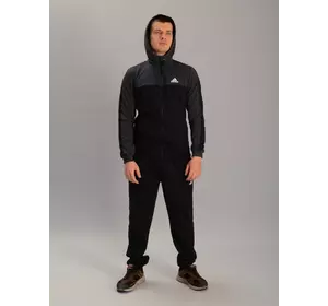 Чоловічий спортивний костюм із кофтою на замку з капюшоном adidas антрацитово-чорний, Ростовка (4 шт) Чоловічий спортивний костюм із кофтою на замку з капюшоном adidas антрацитово-чорний, Ростовка (4 шт)